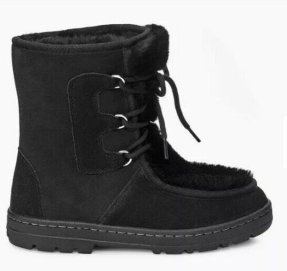 New Ugg MUKLUK REVIVAL 10 Black Leather Suede Fur Sheepskin Wm Boots Eu 41 $240 - Picture 2 of 6
